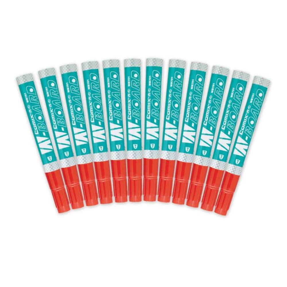 (pack of 12 pcs) Comix wb701 whiteboard pen erasable pen marker pen whiteboard pen black: Red