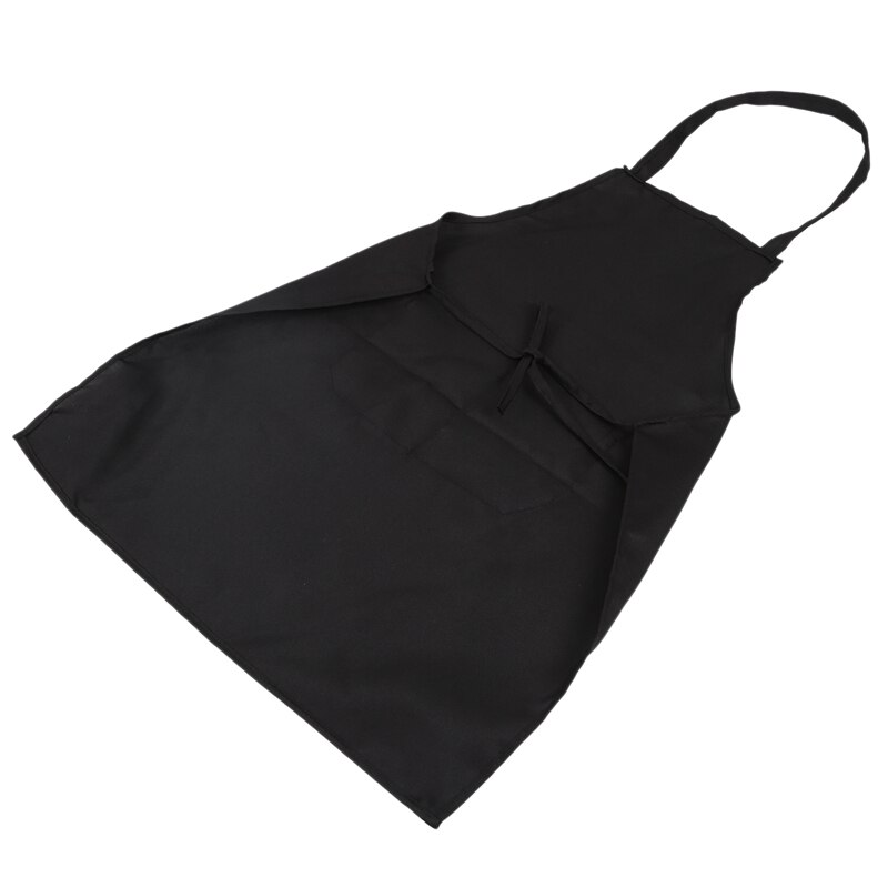 Unisex 2 Pocket Black Kitchen Apron Bib, One Size in Medium