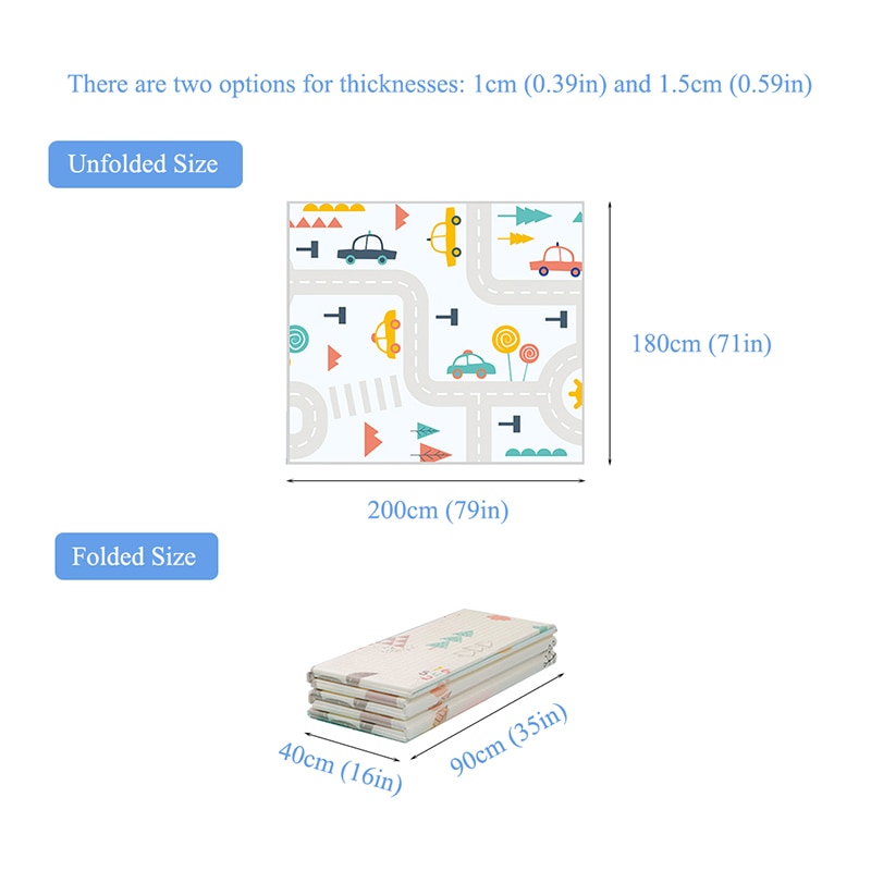 Alfombra para juegos de bebés Babyinner de 200x180cm, alfombrilla Reversible plegable para gatear, alfombrillas de espuma gruesa XPE, alfombrillas antideslizantes para juegos, alfombra para niños