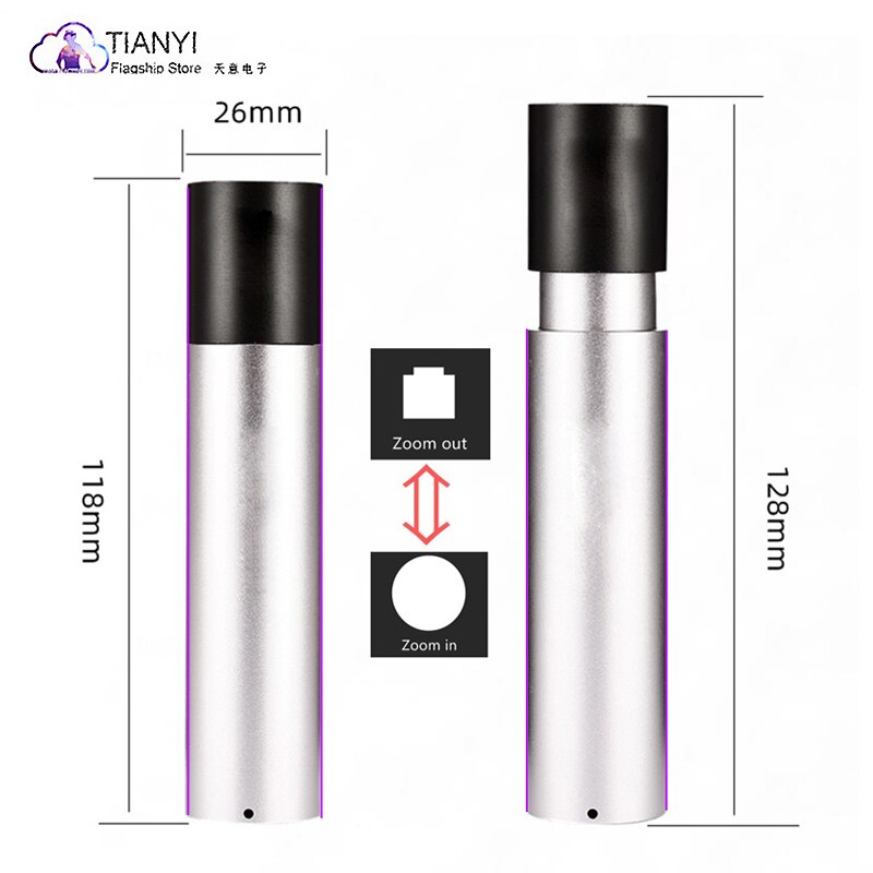 LED UV Flashlight 365nm UV Flashlight Portable Scalable Function Urine Stains Pet Urine Stains Detector