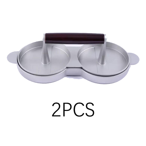 1 sett rund form hamburgerpress aluminiumslegering 12 cm hamburger kjøtt biff grille burger trykk patty maker form kjøkkenverktøy: 2 stk