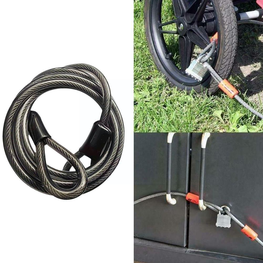 Bicycle Alarm With Leather Rubber Coated Plastic Wire Way Wire Rope Wire Lock Safety Bicycle Lock Anti-theft Rope B3c2