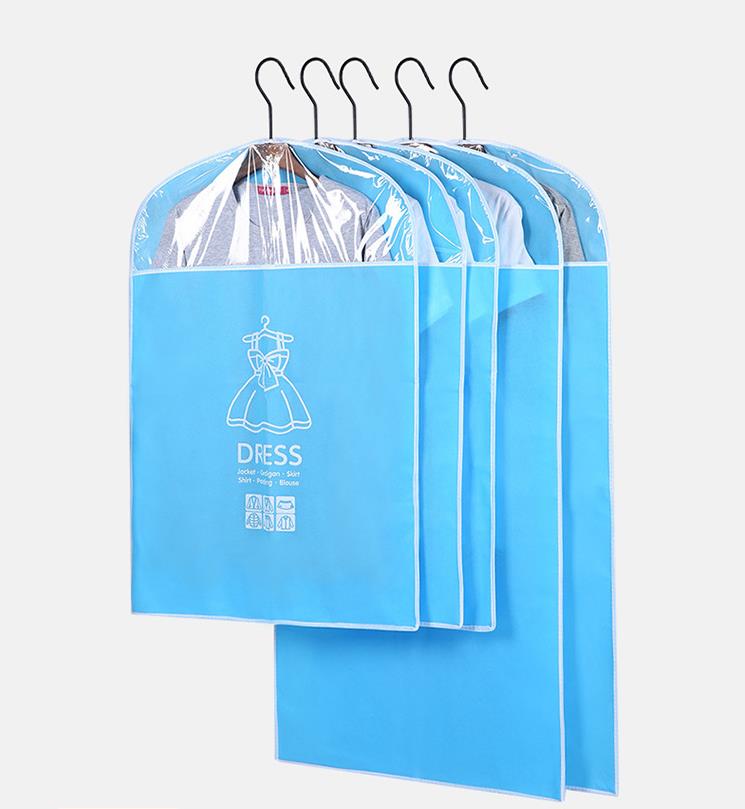 Tøjpose kjoleposer støvdæksel klar opbevaring vandtæt frakke fuld længde lynlås skab: Blå / 60 x 90cm