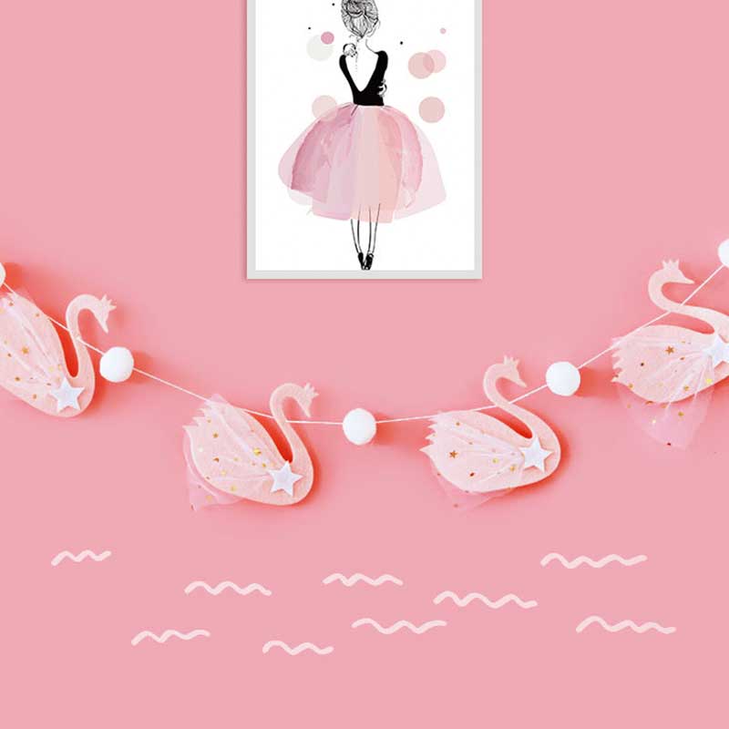 Banderole de cygne en tissu rose blanc, décorations de mariage pour la maison, guirlande, fournitures de fête d'anniversaire, bannière, décor de fête prénatale pour filles