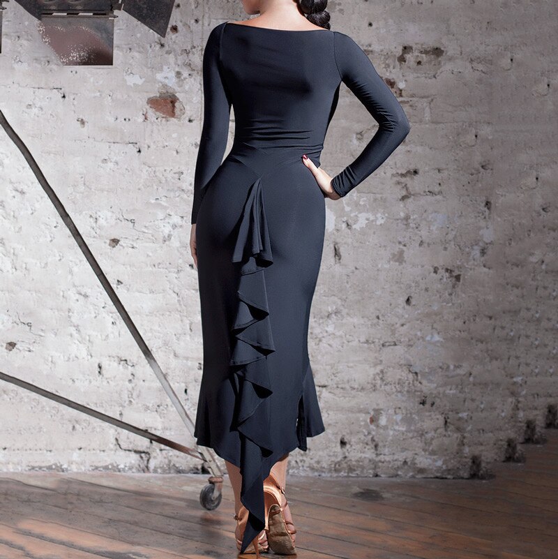 Robes de danse latino-américaines robes salsa latine costume de samba costumes de danse salsa pour femmes vêtements de tango pour salsa noir: Black / XXL