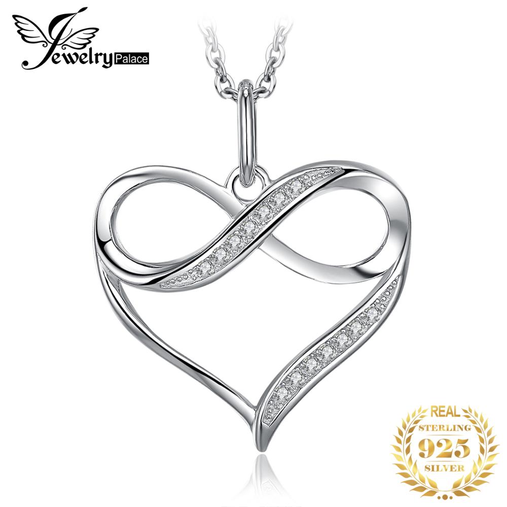 Jewelrypalace Infinity Liefde Knoop Hart 925 Sterling Zilveren Hanger Ketting Trendy Gesimuleerde Diamond Vrouwen Hanger Geen Ketting