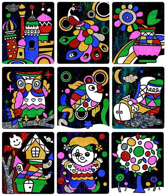 9-20 Stuks Magic Kleurrijke Diy Magic Transfer Wticker Transfer Schilderen Ambachten Voor Kinderen Kunsten En Ambachten Speelgoed Voor kinderen: 9pcs Magic Theme