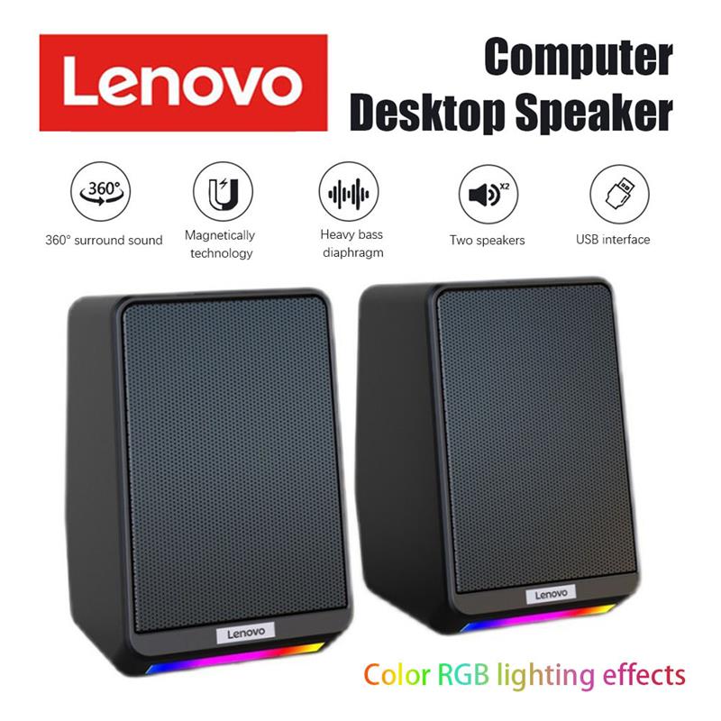 Lenovo desktop-lautsprecherset, tragbarer stereo-rgb-lautsprecher mit usb-anschluss, kabelgebunden, notebook-audio-lautsprecher, computerzubehör