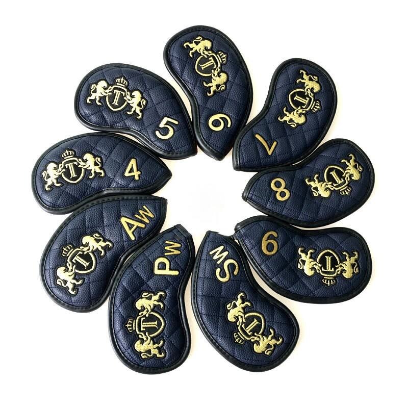 Golf Iron Head Cover #4-9 Pas Licht Pu Golf Irons Set Headcovers Voor Mannen Vrouwen 6 Kleuren Golf Iron Head Covers: Navy blue