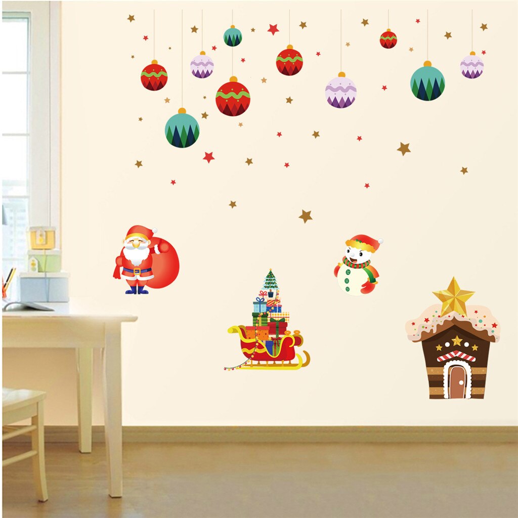 Multi Diverse Christmas Wall Stickers Cute Restaurant Mall Decoration Snow Glass shop Window Removable winter Decor: 18 50x70cm