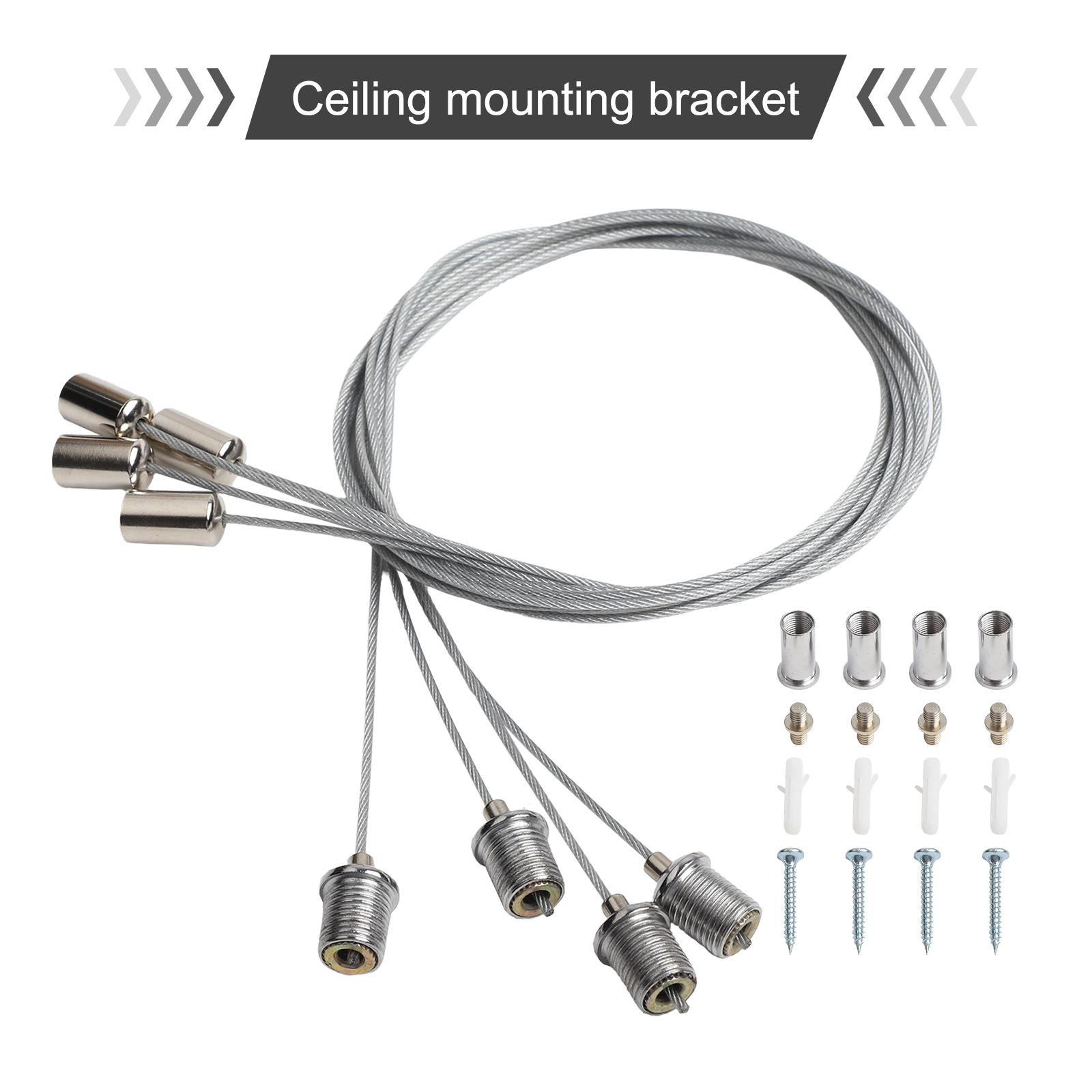 Para montagem no teto 1m cabo de aço acessórios kit ajustável teto luzes led painel lâmpada montagem cabo fio montagem kit