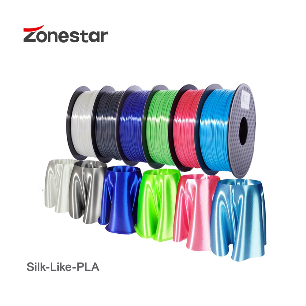 Silk PLA 1.75mm Silk 3D Printer Filament Consumables Thread Multi Color Filament 1KG/Roll 1KG/Spool ZONESTAR