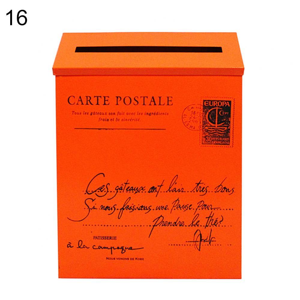 9 colors Post Box Vintage Metal Mail Box Case Wall Hanging Iron Mailbox Mail Postal Letters Newspaper Box Home Decor Oranment: 16