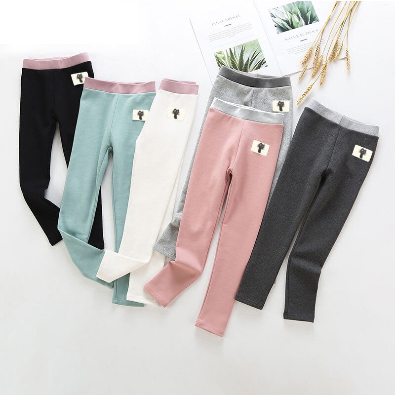 Elastic Girl Skinny Pants Soft Solid Spring Cotton Kids Leggings Multi-color Girls Trousers Children 2-8Y
