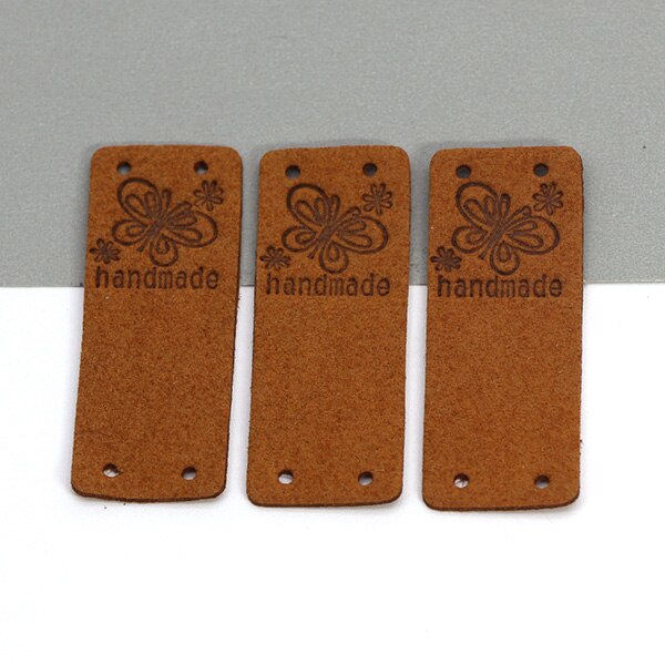 Etichetta fatta a mano farfalla 20 pezzi etichette in pelle per abbigliamento etichette fatte a mano per cucito cappello fai da te accessori per cucire 2x5CM 10 colori: 04
