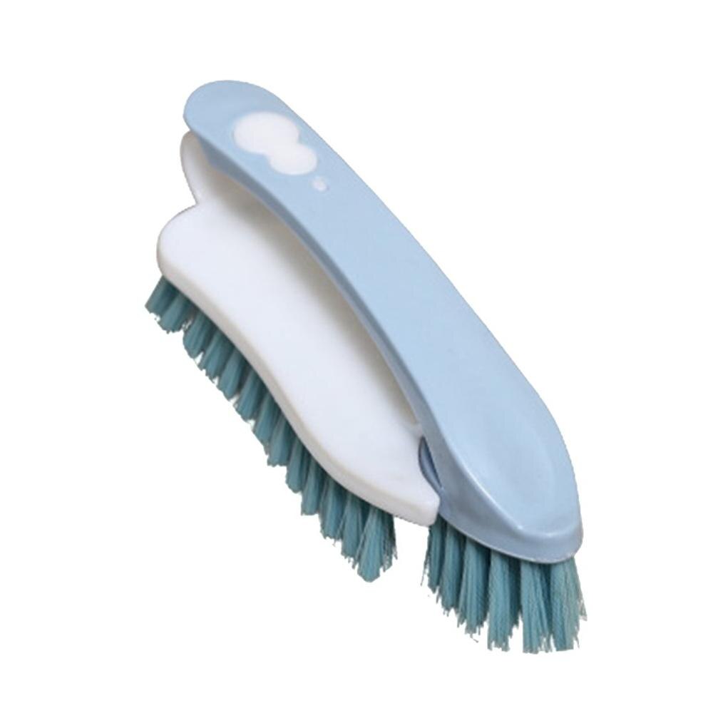 Nyttig blød børstehår plast rengøringsbørste til rengøring af sko tøjbørste rengøring hotelhus rense badeværelse: Blå