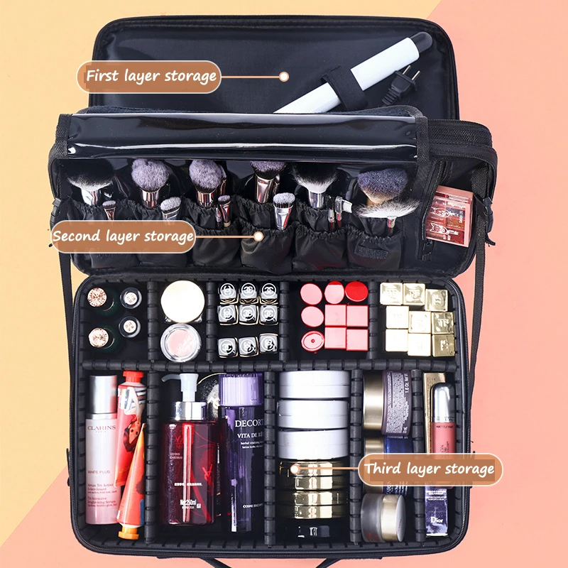 Estuche de maquillaje para mujer, caja de herramientas de belleza para uñas de gran capacidad, organizador de cosméticos, maletas para cajas de almacenamiento de maquillaje