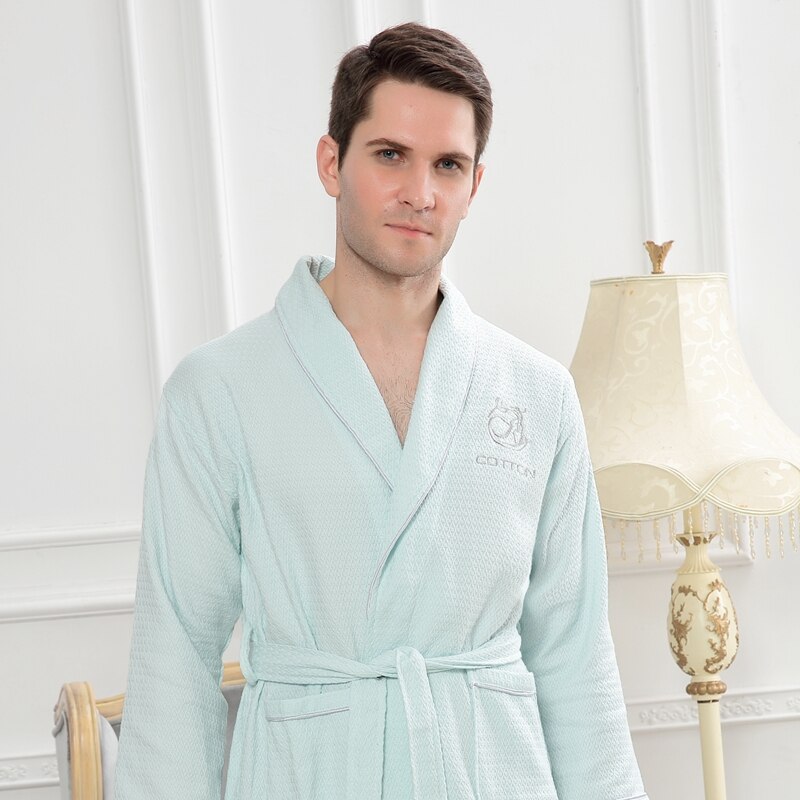 Bomull badekåpe menn kimono kappe pijamas lang myk varm xl sove salong peignoir nattkjoler elskere brudepike kapper sommer