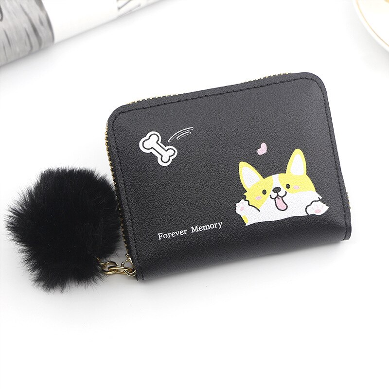 Cartera de gato con borla pequeña para mujer, Cartera de de , monedero de cuero Pu, titular de la tarjeta femenina, Billetera: R244 Black