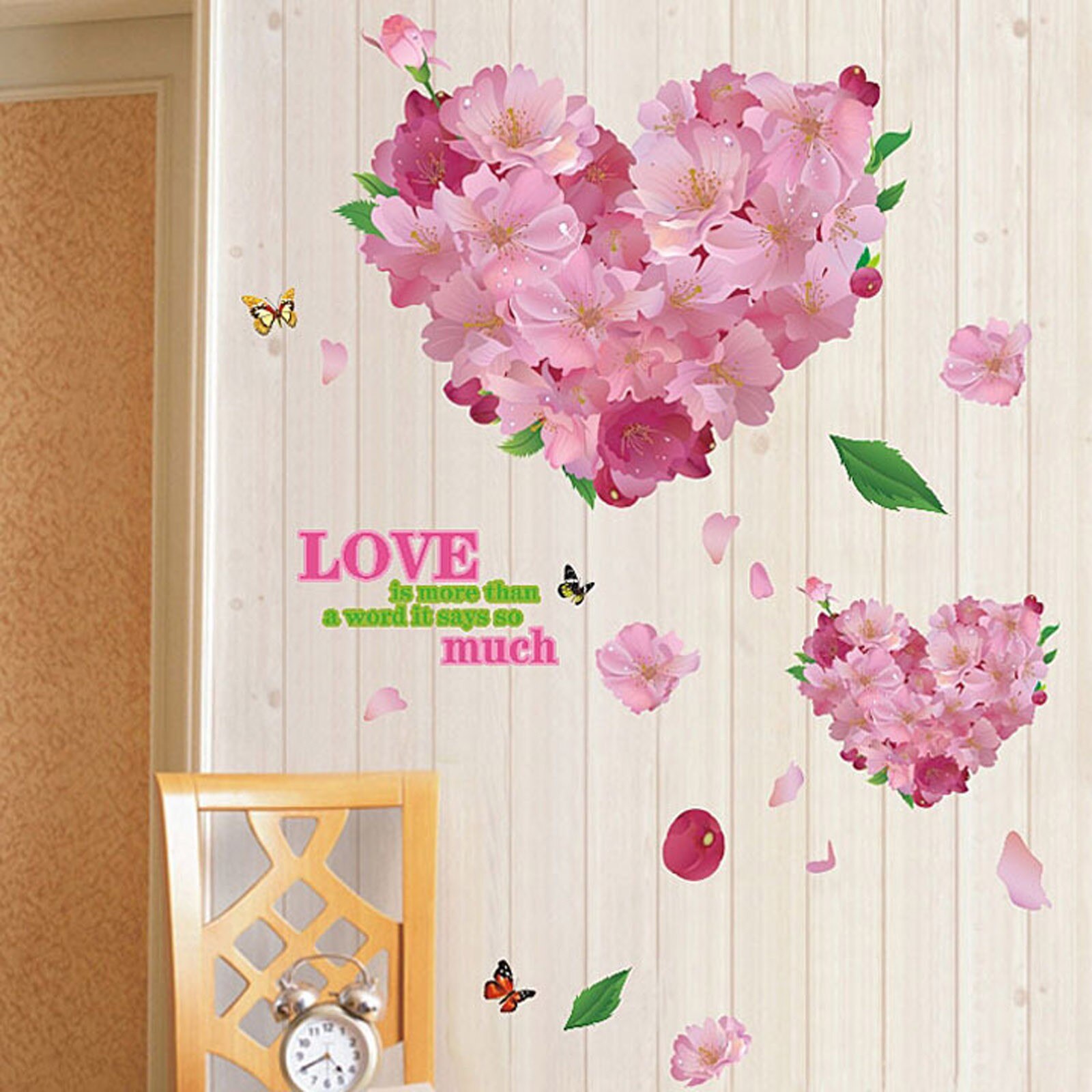 Lovely Happy Valentine's Day Rose Love Heart Wall Sticker Home 3D Wall Sticker Decoration DIY Decal Removable