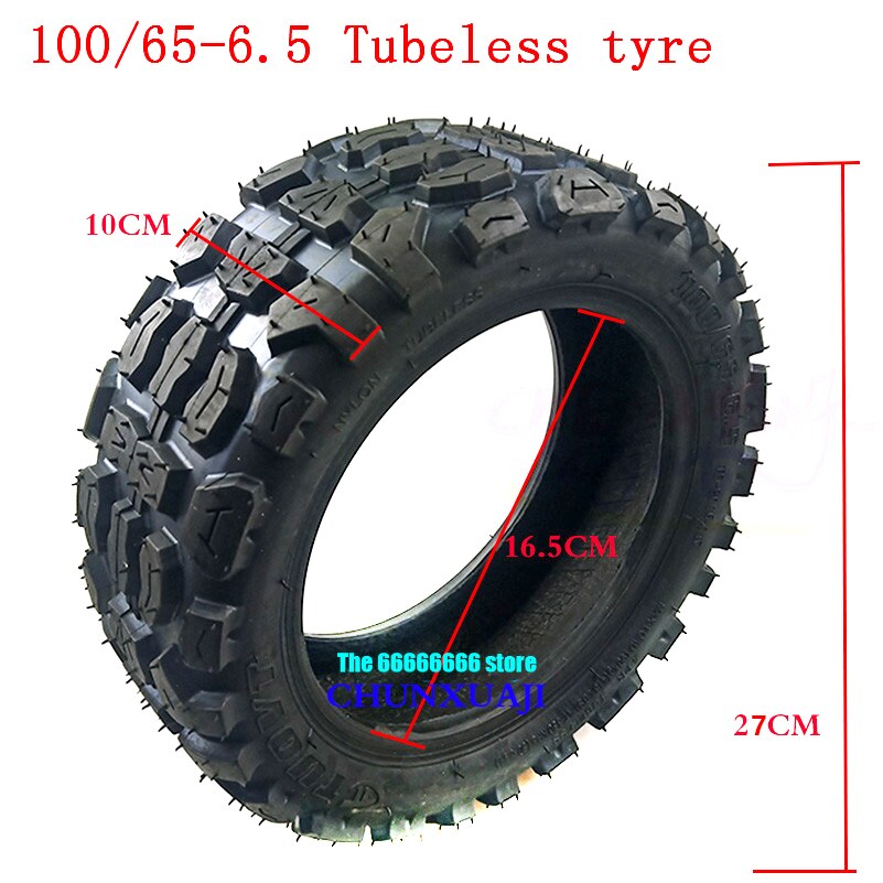 Neumático de rueda de vacío para patinete eléctrico, 11 pulgadas, 90/65-6,5, 100/65-6,5, sin tubo, para Dualtron, Widen, todoterreno: 100 65-6.5