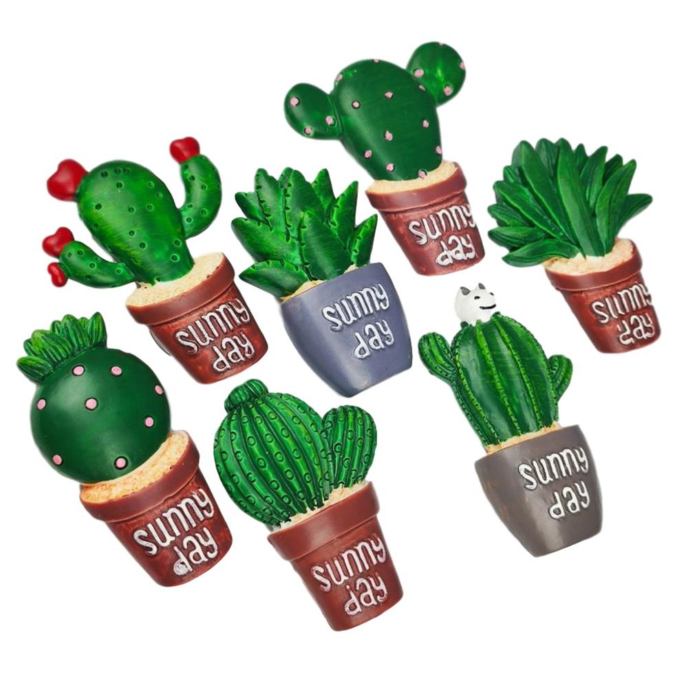 7 Pcs/1 set cactus fridge magnet cartoon refrigerator magnets stickers strong office photo magnet Message board posted