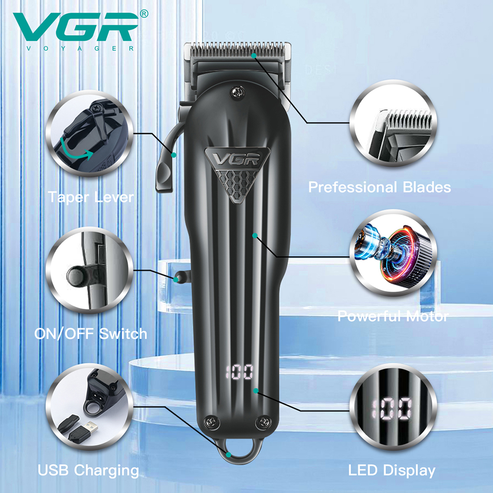 Oplaadbare Vgr Professionele Tondeuse Trimmer Voor Mannen Scheerapparaat Haar Snijmachine Kapper Accessoires Cut Machin Baard