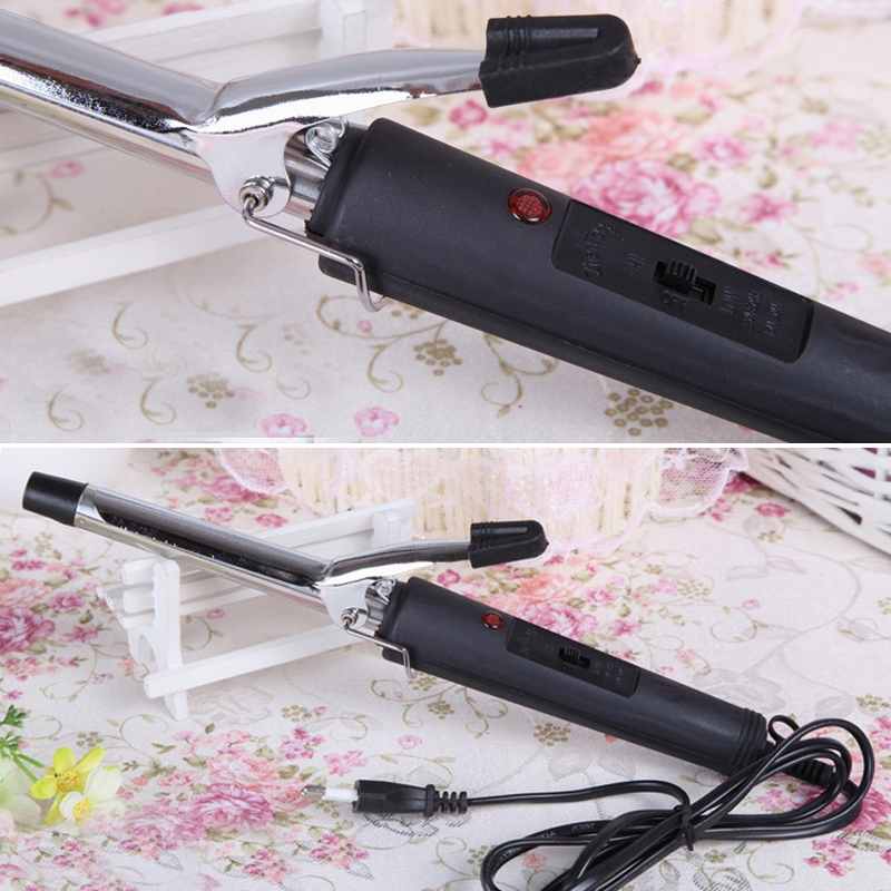 Eu plug pro hair volume curl curling lave jern temperatur rustfrit stål hår curler waver maker roller 051#
