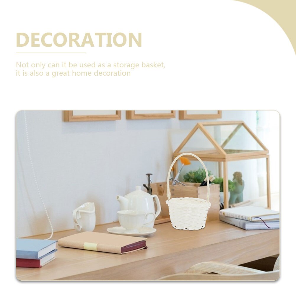 5pcs Pastoral Style Plastic Rattan Baskets Small Flower Baskets Fruit Picking Baskets