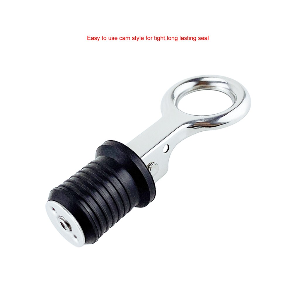 Stainless steel 304 Handle Rubber Drain Plug Snap Tight Flip Style Hull Livewell bilge transom seawall marine boat accessories