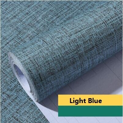 PVC Vinyl Self adhesive Wallpaper for Bedroom Living Room Decor Wall Decals for Kitchen Contact Paper Shelf Liner Wall Stickers: Flax Light Blue / 60cm x 10m