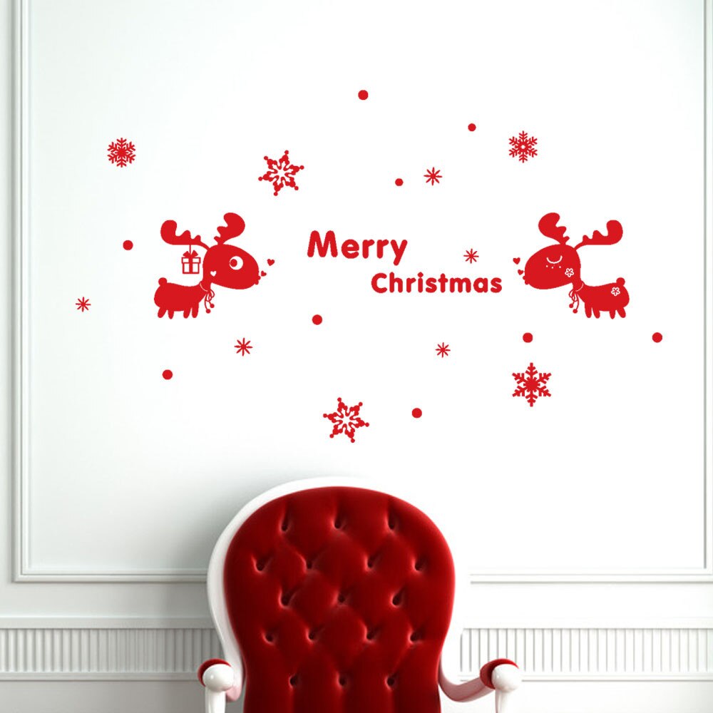 Year White deer Window Stickers Christmas Wall Stickers Snow Christmas Decoration Bedroom PVC electrosta Wallpaper stickers