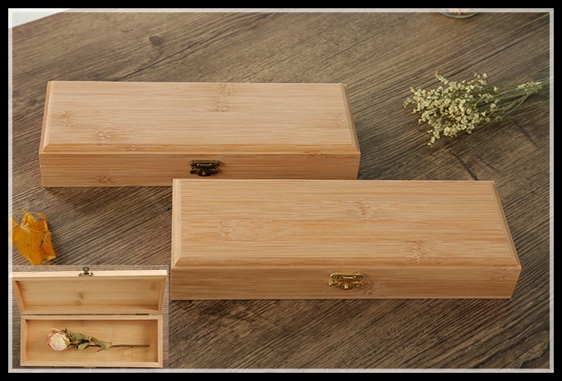 Bamboo wooden box clamshell rectangular wooden box wooden storage box with lock wooden box special offer
