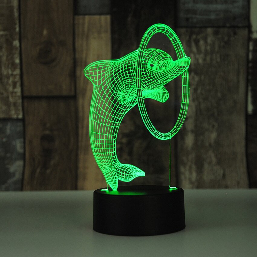 Touch Control 3D LED Night Light Dolphin Pattern 7 Color Change LED Table Lamp Kids Xmas Home decoration christmas