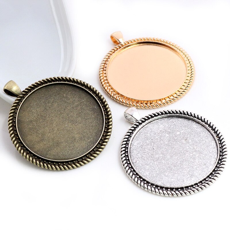 5 sztuk/partia 40mm wewnętrzna rozmiar Antique Bronze i posrebrzane czarne kolory Plated Fashion Style Cabochon baza ustawienie Charms wisiorek