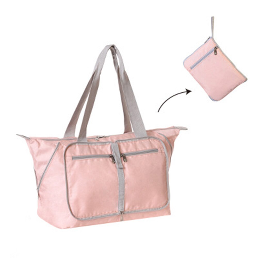 Sacs de voyage pliables en Nylon unisexe, grande capacité, sacs à main étanches pour femmes et hommes,: Rose