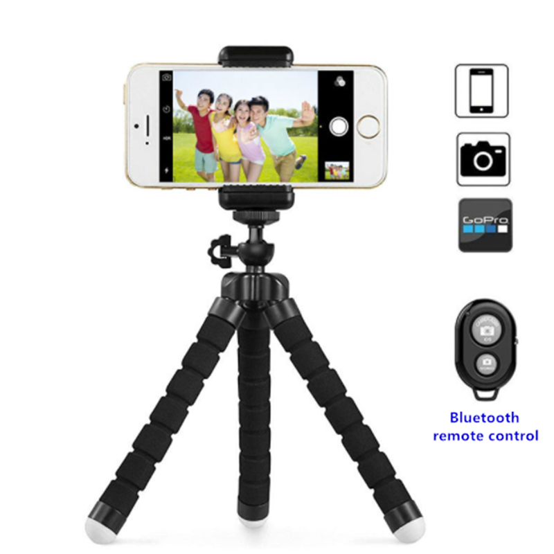 Smartphone bluetooth fjernbetjening mini stativ bærbart fleksibelt stativ håndholdt stativ smartphone kameraholder clip stand