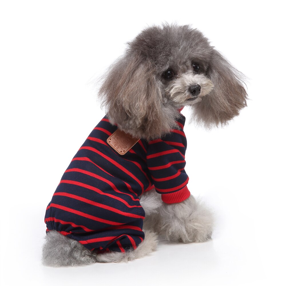 Jumpsuit Pyjama Puppy Kat Winter Kleding Pyjama Terrier Pyjama Overalls Puppy Cat Kleding Kleding Pyjama Voor Kleine Honden C: Red bar / Xl