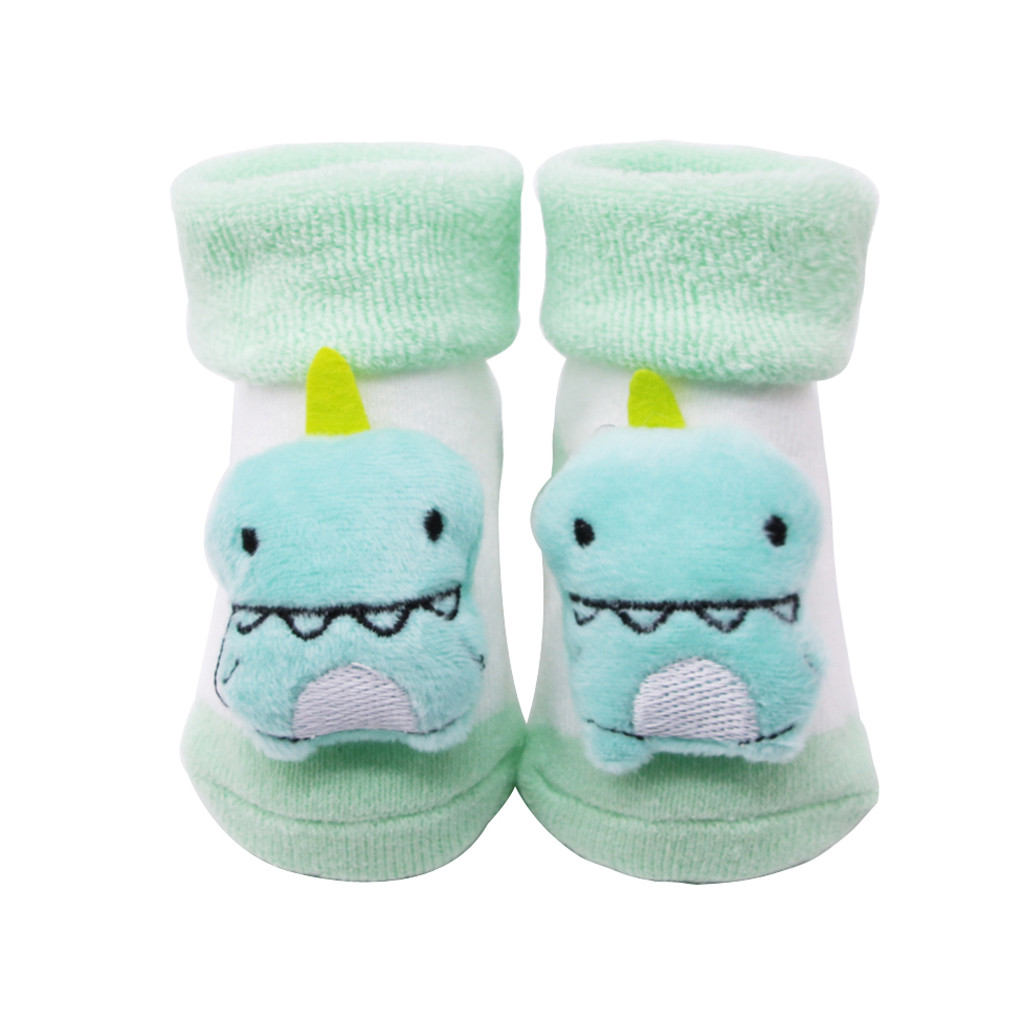 Cartoon Tier Baby Socken Skarpetki Niemowlak Infant Baumwolle Jungen Mädchen Anti-slip Glocke Socken Skarpety Dziecko Neugeborenen Socken: Green 