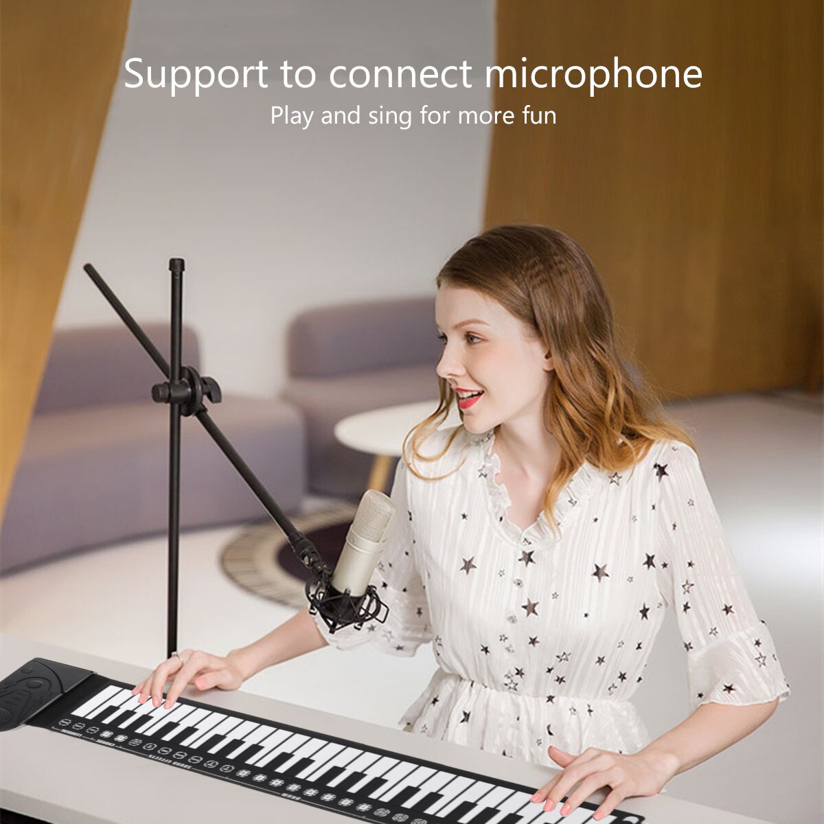 Portable 49-Key Roll Up Piano Flexible Silicone Digital Keyboard Piano USB Electronic Keyboard Piano With Speaker Music Keyboard