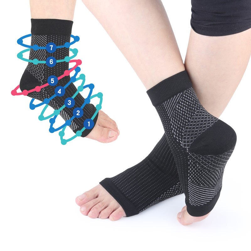 Chaussettes de Compression de fasciite plantaire pour femmes et hommes, 2 paires, manchon de cheville, fournit un soutien de la voûte plantaire, soulagement de la douleur au talon