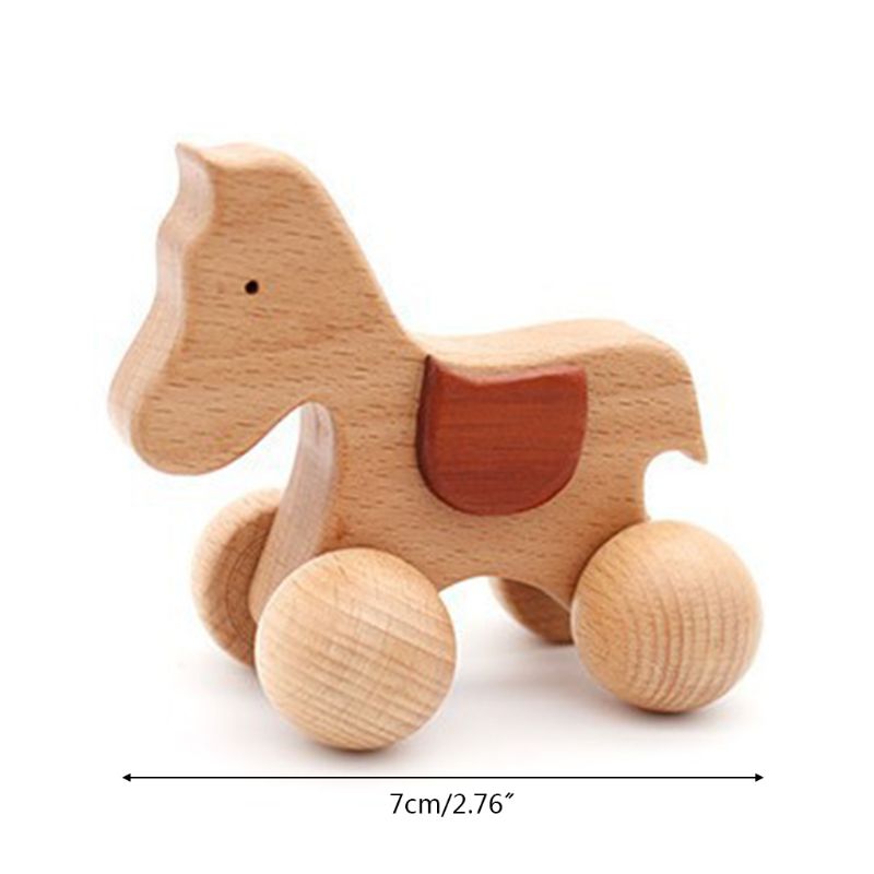 Baby Horse Dog Car Shape Ecofriendly Wood Car DIY Craft Infant Cartoon Animal Puzzle Toy