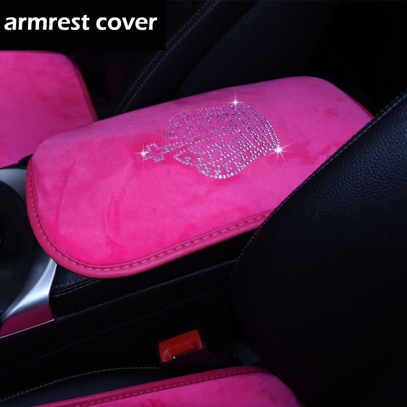 Crystal Crown Auto Car Neck Pillow Pink Car Seat Head Neck Auto Headrest Support Rest Cushion Bling Car Accessories Women: armrest cover