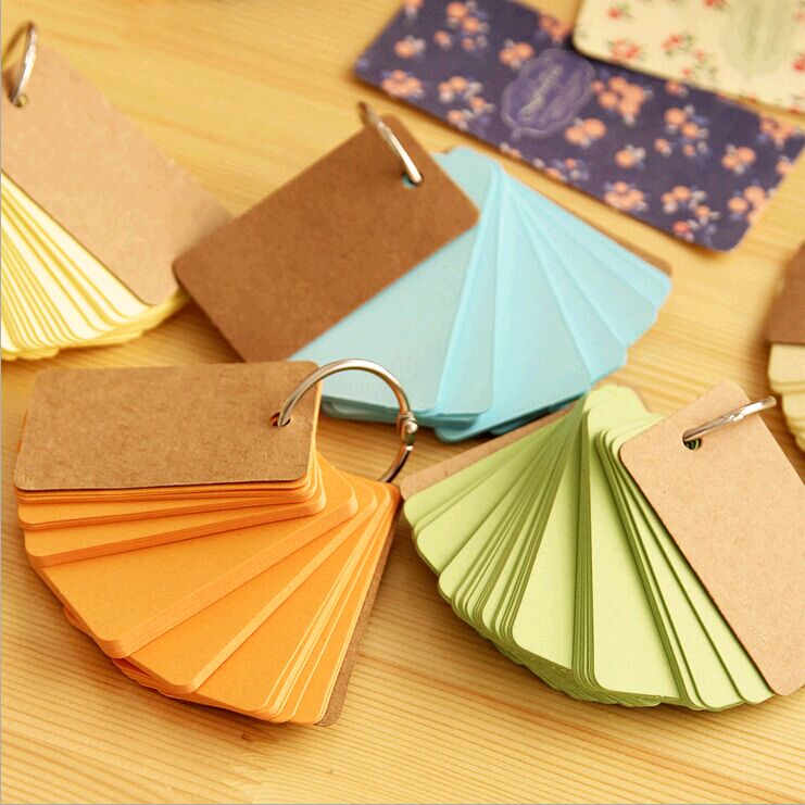 Candy Color Buckle Binder Notes Portable Flash Cards Memo Pads Cute Stationery DIY Blank Card