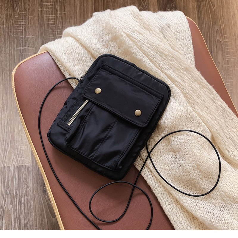 Simple Couple Women's Crossbody Bag Handbag Shoulder Messenger Bags Solid Color Female Flap Purse Clutch: Black belt bag