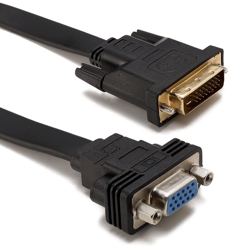 Active DVI-D Dual Link 24+1 Male to VGA Female Video with Flat Cable Adapter Converter for PC DVD Monitor HDTV
