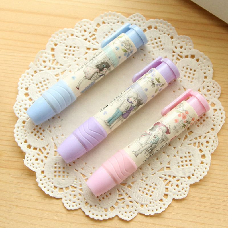 Press Pen Shaped Eraser Writing Drawing Pencil Erase Rubber Student School Office Stationery Learning Accessory