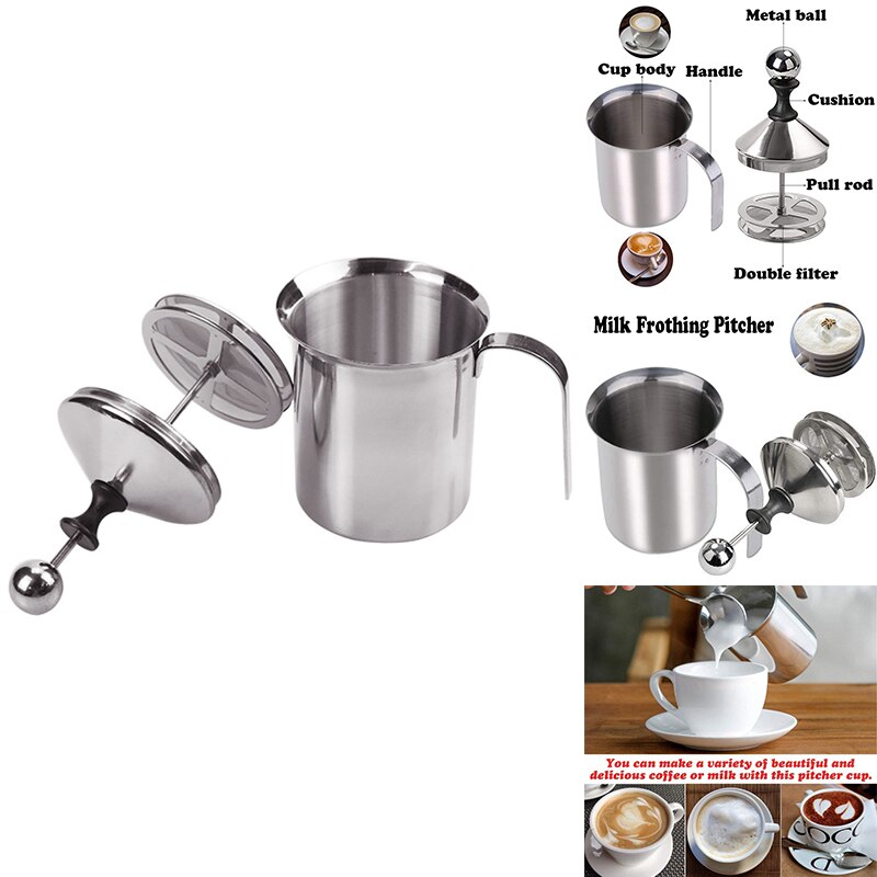 Manual Milk Frother Stainless Steel Cappuccino Milk Creamer Milk Foam Mesh Coffee Foamer Creamer Kitchen Tools