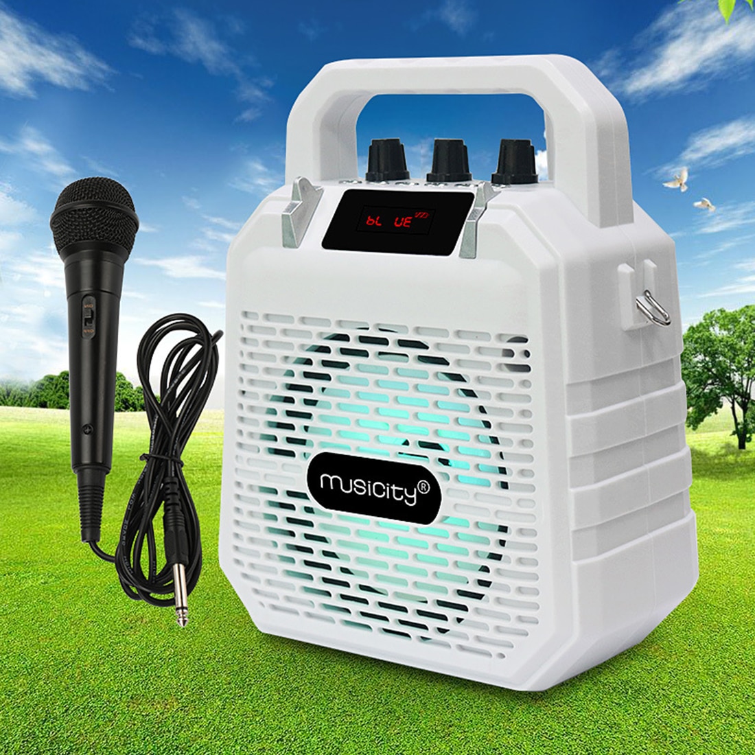 Itechor Kinderen Portable Bluetooth Speaker Draadloze Luidspreker Mini Karaoke Machine Karaoke Spelers Home Audio & Video-Wit