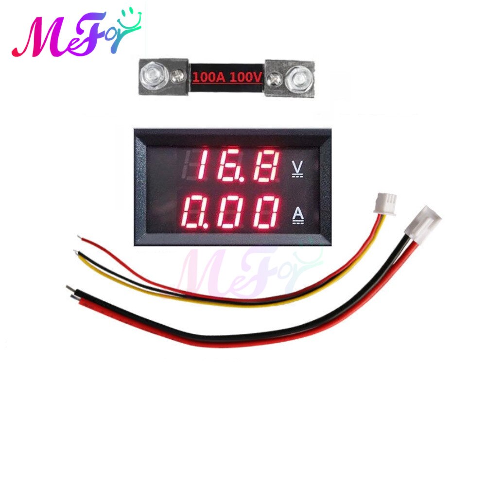 1 para woltomierz DC + 70mv bocznik DC 100V 100A woltomierz amperomierz niebieski + czerwony doprowadziło wzmacniacz podwójny cyfrowy miernik napięcia z 2Szpilka kabel: Czerwony